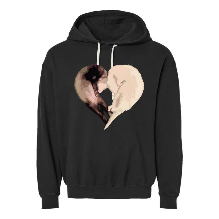 I Love My Funny Ferret Heart Graphic Ferret Owner Garment-Dyed Fleece Hoodie