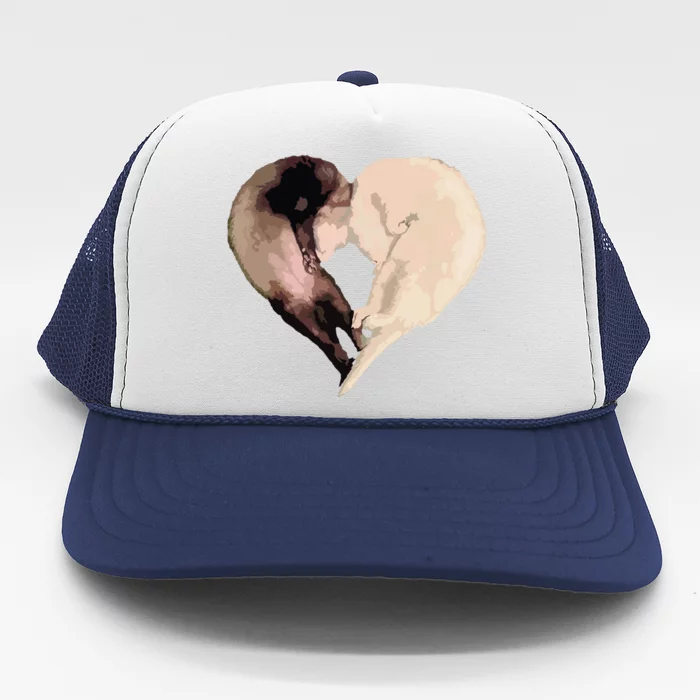 I Love My Funny Ferret Heart Graphic Ferret Owner Trucker Hat