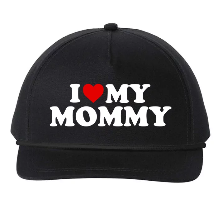 I Love My Mommy Mom Great Gift Red Heart Gift Snapback Five-Panel Rope Hat