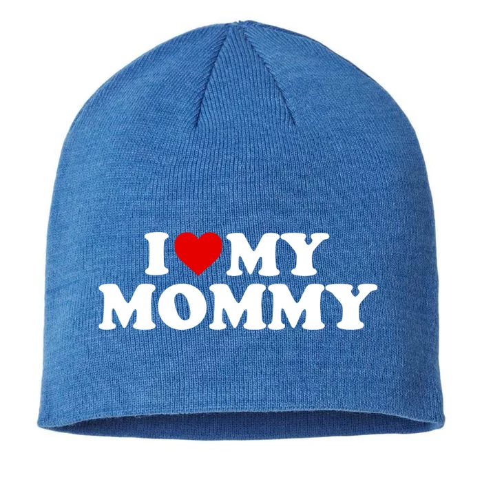 I Love My Mommy Mom Great Gift Red Heart Gift 8 1/2in Sustainable Knit Beanie