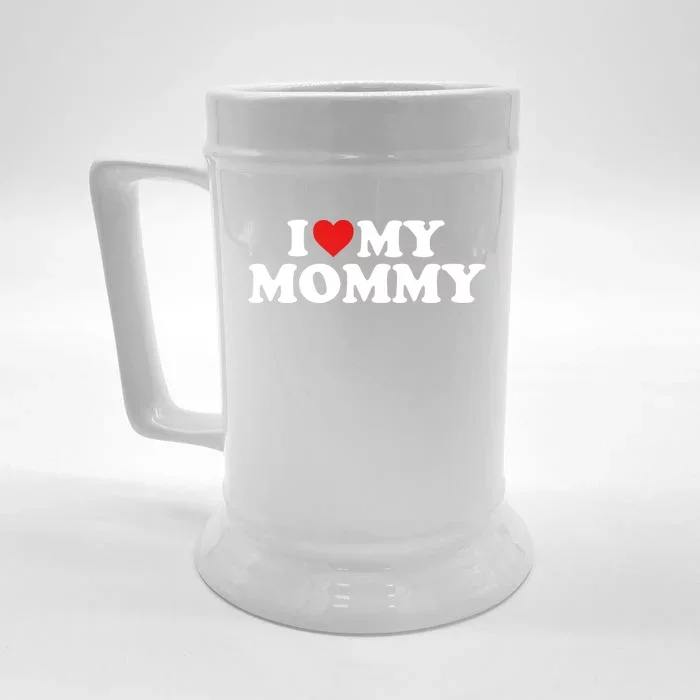 I Love My Mommy Mom Great Gift Red Heart Gift Front & Back Beer Stein