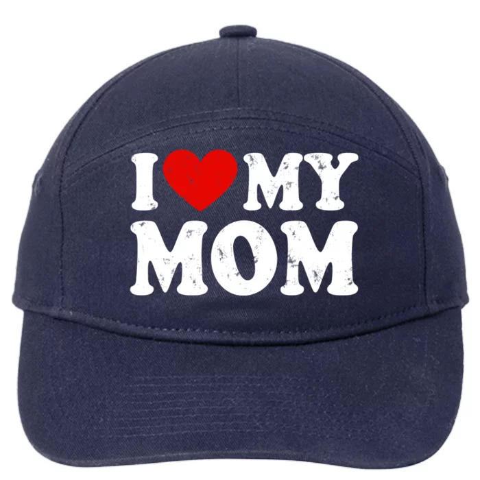 I Love My Mom Gift 7-Panel Snapback Hat