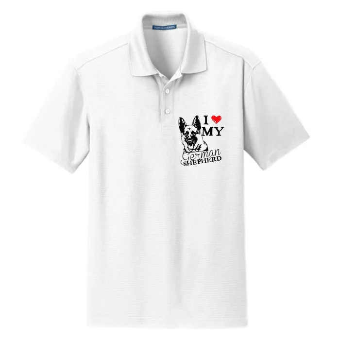 I Love My German Shepherd German Shepherd Pet Dog T Dry Zone Grid Performance Polo