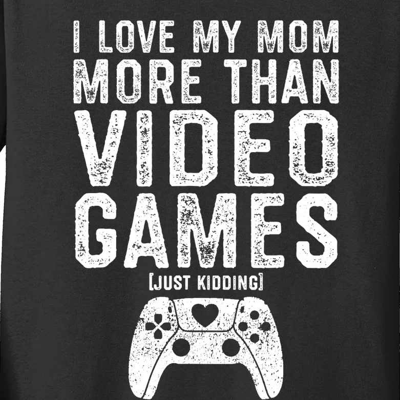 I Love My Mom Video Gamer Valentines Day Kids Long Sleeve Shirt