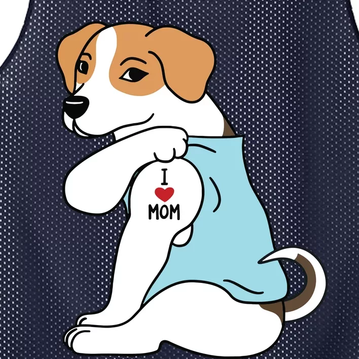 I Love Mom Tattoo Jack Russell Terrier Mothers Day Dog Mesh Reversible Basketball Jersey Tank