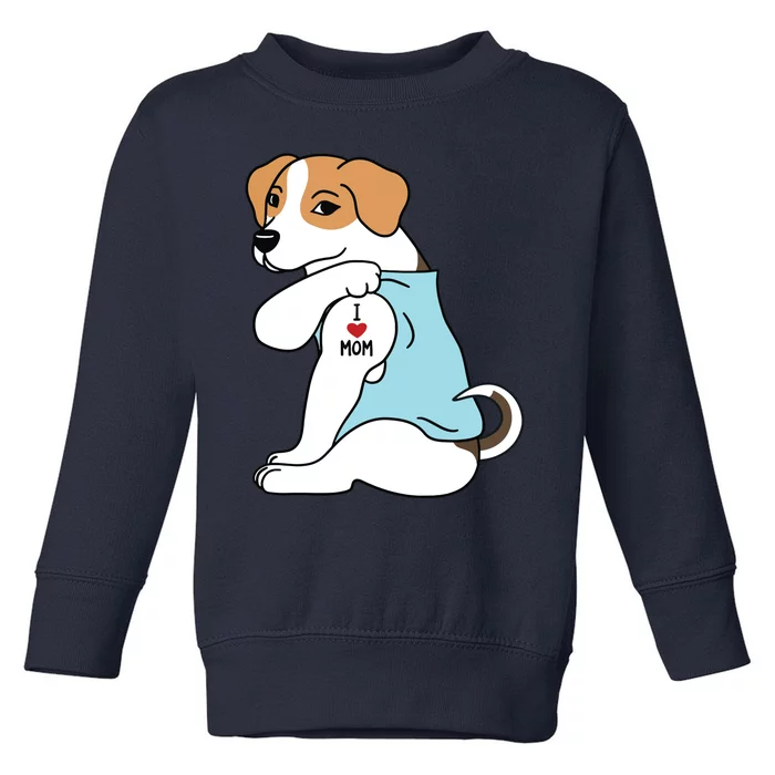 I Love Mom Tattoo Jack Russell Terrier Mothers Day Dog Toddler Sweatshirt