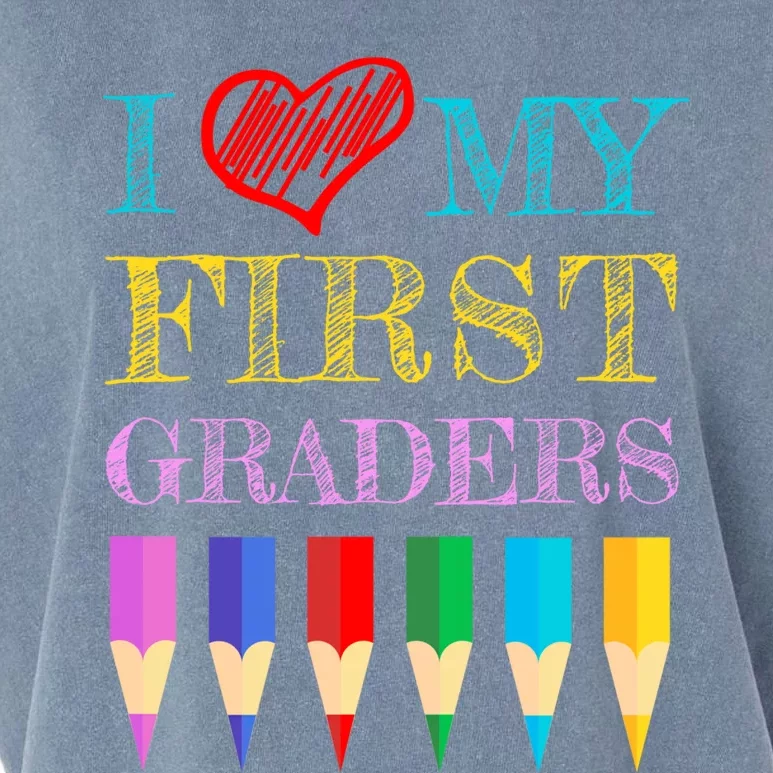 I Love My First Graders Cute Cool Gift For 1St Grade Teacher Gift Garment-Dyed Women's Muscle Tee