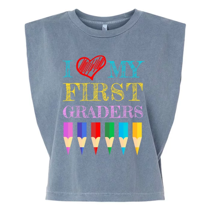 I Love My First Graders Cute Cool Gift For 1St Grade Teacher Gift Garment-Dyed Women's Muscle Tee