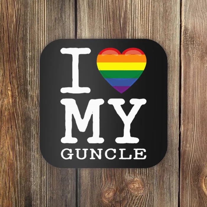 I Love My Guncle Gay Homosexual Rainbow Heart Uncle Nephew Coaster