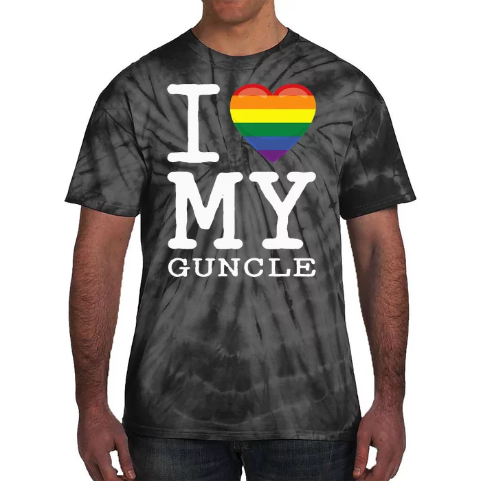 I Love My Guncle Gay Homosexual Rainbow Heart Uncle Nephew Tie-Dye T-Shirt