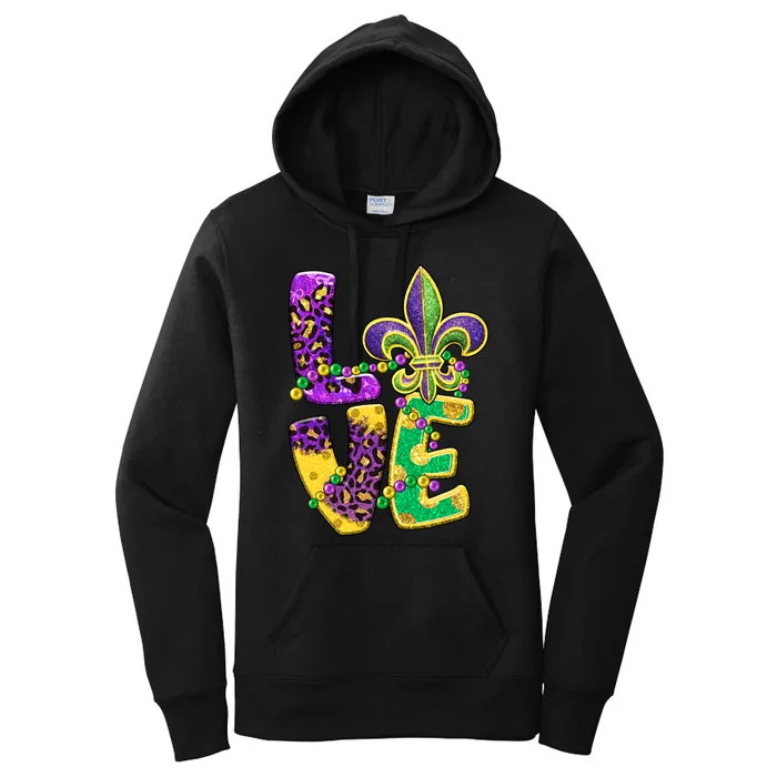 I Love Mardi Gras For Matching Family Fleur De Lis Women's Pullover Hoodie