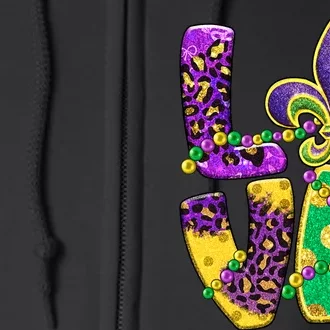 I Love Mardi Gras For Matching Family Fleur De Lis Full Zip Hoodie