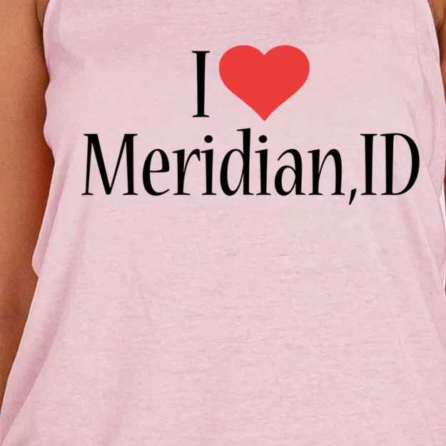 I Love Meridian Idaho Heart City State Combination Gift Women's Knotted Racerback Tank