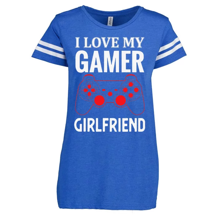 I Love My Gamer Girlfriend Gift Video Gaming Couple Enza Ladies Jersey Football T-Shirt