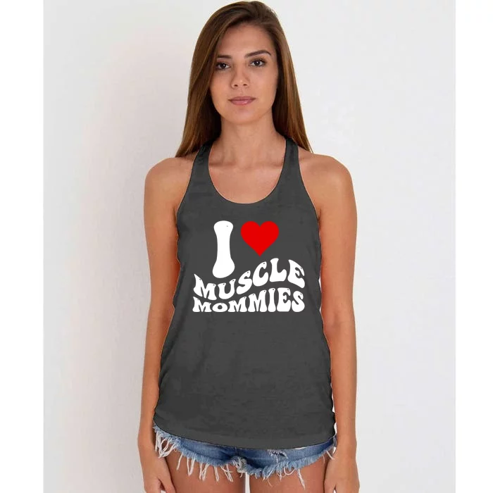 I Love Muscle Mommies, I Heart Muscle Mommies, Muscle Mommy Women's Knotted Racerback Tank