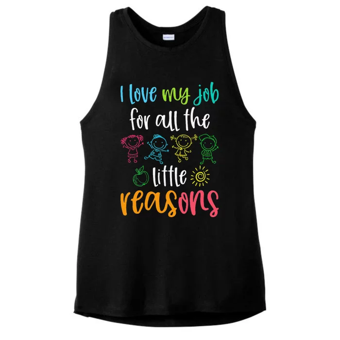 I Love My Job for All the Little Reasons 100 Days of School Ladies Tri-Blend Wicking Tank