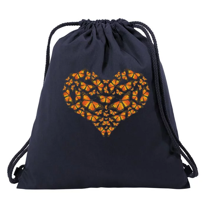 I Love Monarchs Butterfly Heart Gift Drawstring Bag