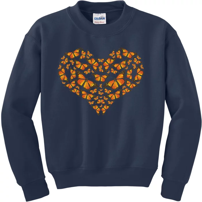 I Love Monarchs Butterfly Heart Gift Kids Sweatshirt