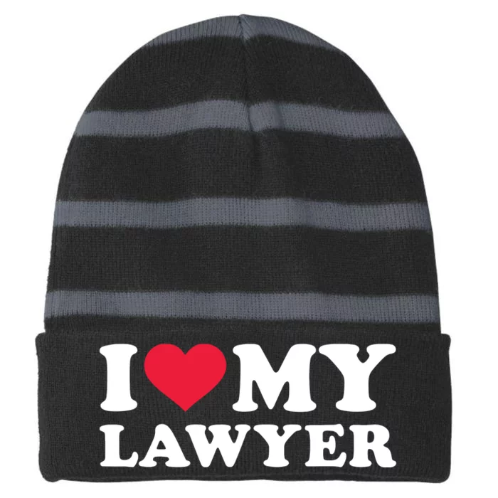 I Love My Lawyer Striped Beanie with Solid Band