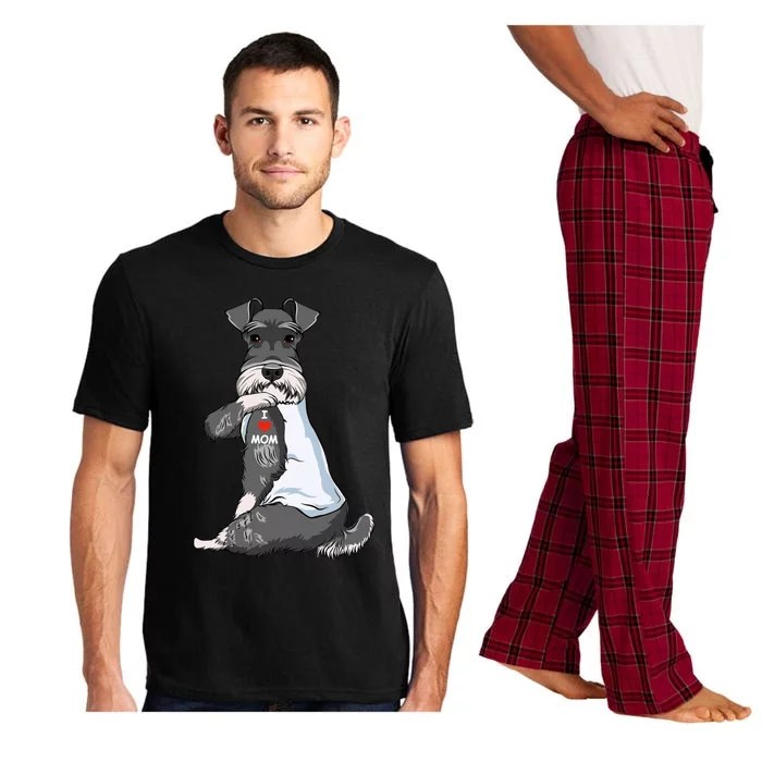 I Love Mom Tattoo Schnauzer Mom Dog Lover Funny Gift Pajama Set