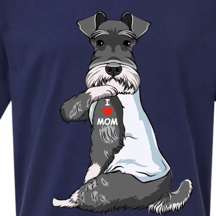 I Love Mom Tattoo Schnauzer Mom Dog Lover Funny Gift Sueded Cloud Jersey T-Shirt