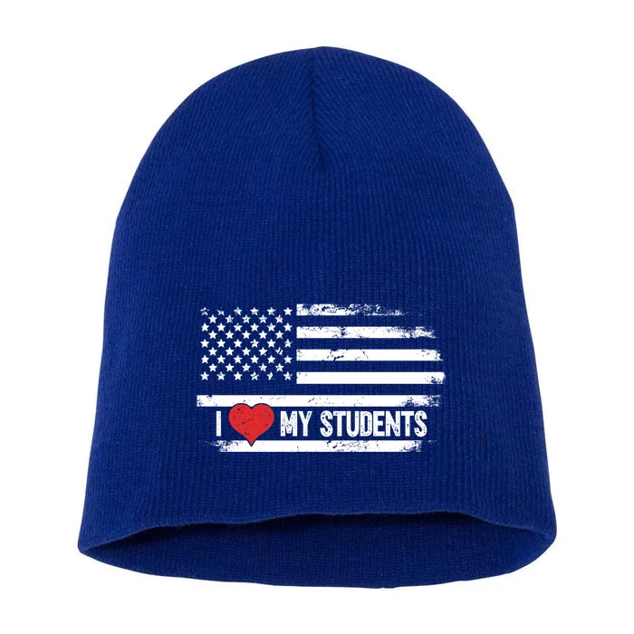 I Love My Students Cool Gift Short Acrylic Beanie