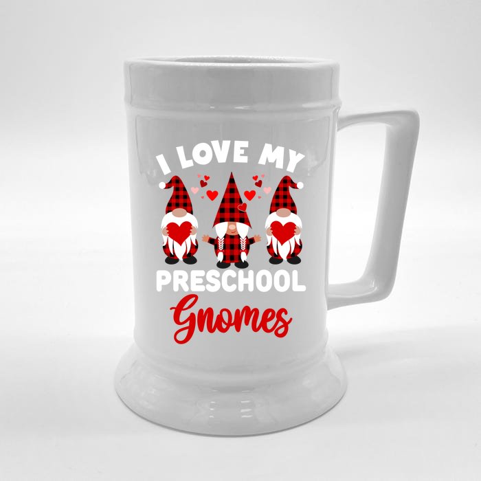 I Love My Preschool Gnomes Cute Valentines Day Teacher Love Gift Front & Back Beer Stein