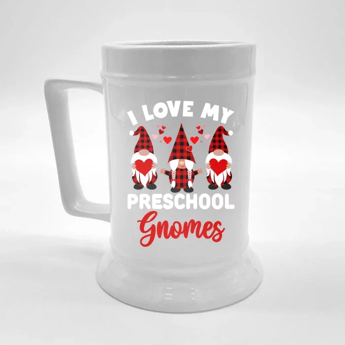 I Love My Preschool Gnomes Cute Valentines Day Teacher Love Gift Front & Back Beer Stein