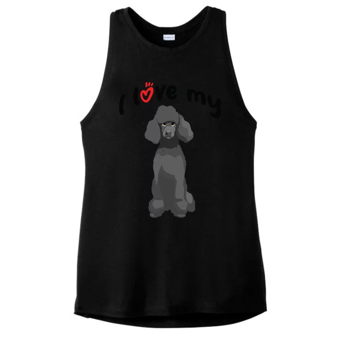 I Love My Black Standard Poodle Dog Ladies Tri-Blend Wicking Tank