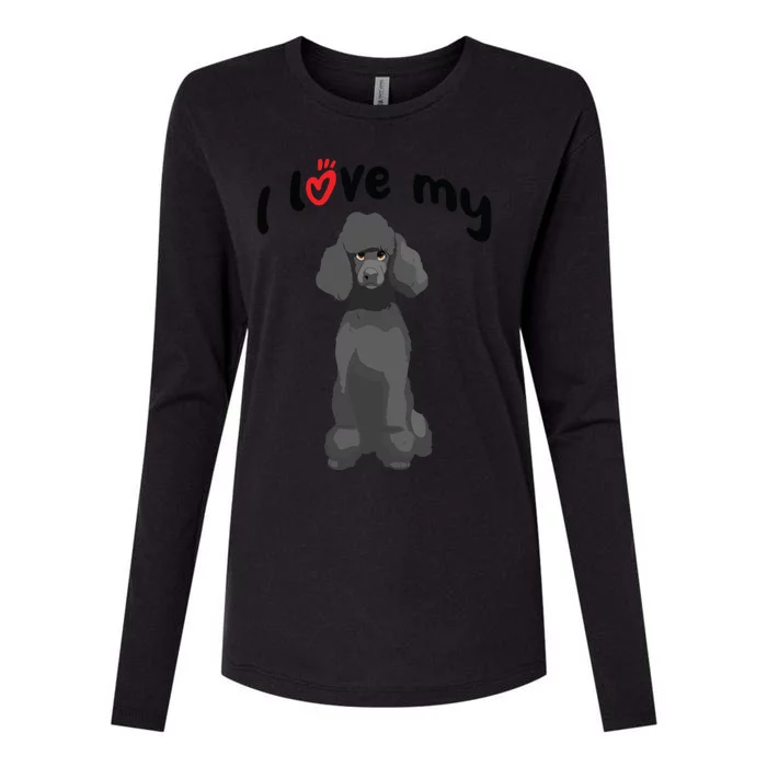 I Love My Black Standard Poodle Dog Womens Cotton Relaxed Long Sleeve T-Shirt