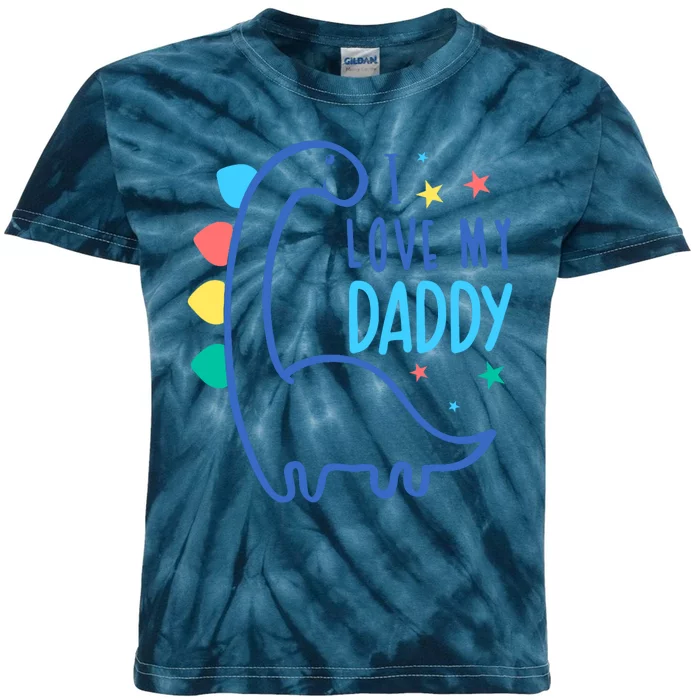 I Love My Daddy Dinosaur Kids Tie-Dye T-Shirt