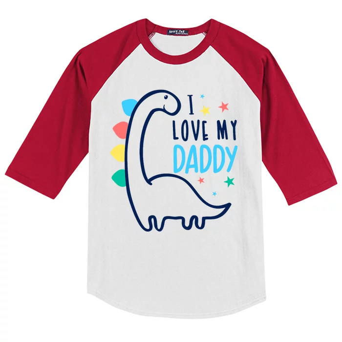 I Love My Daddy Dinosaur Kids Colorblock Raglan Jersey