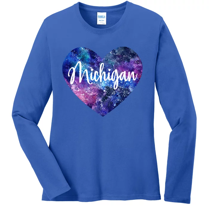 I Love Michigan Usa Gift Ladies Long Sleeve Shirt