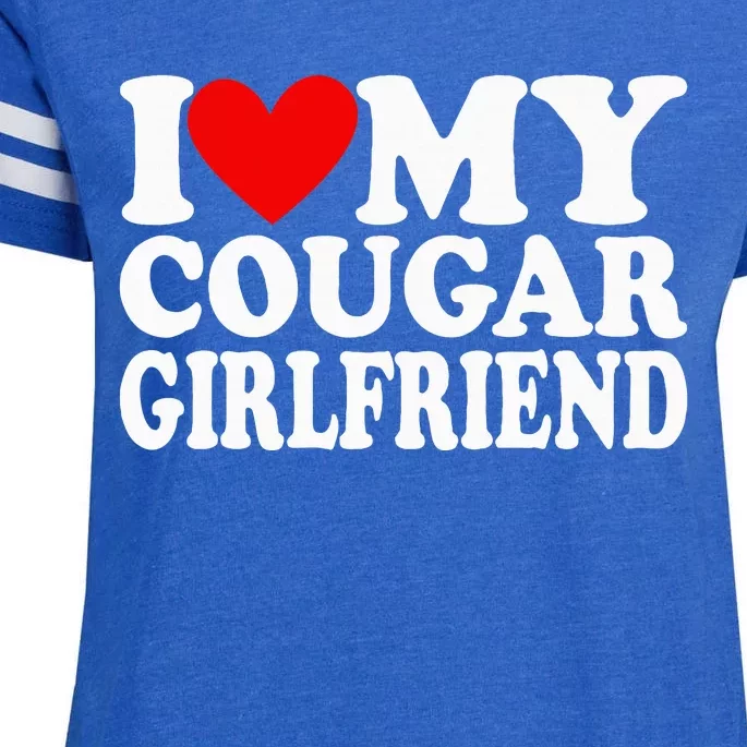 I Love My Cougar Girlfriend Enza Ladies Jersey Football T-Shirt