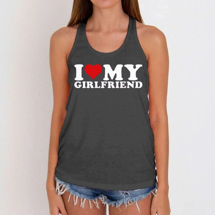 I Love My Girlfriend Gf I Heart My Girlfriend GF Women's Knotted Racerback Tank