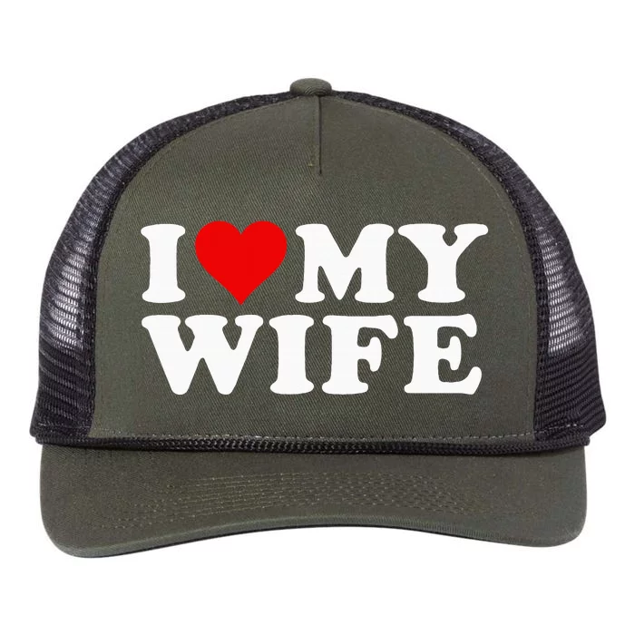 I Love My Wife Marriage Anniversary Married I Heart My Wife Retro Rope Trucker Hat Cap