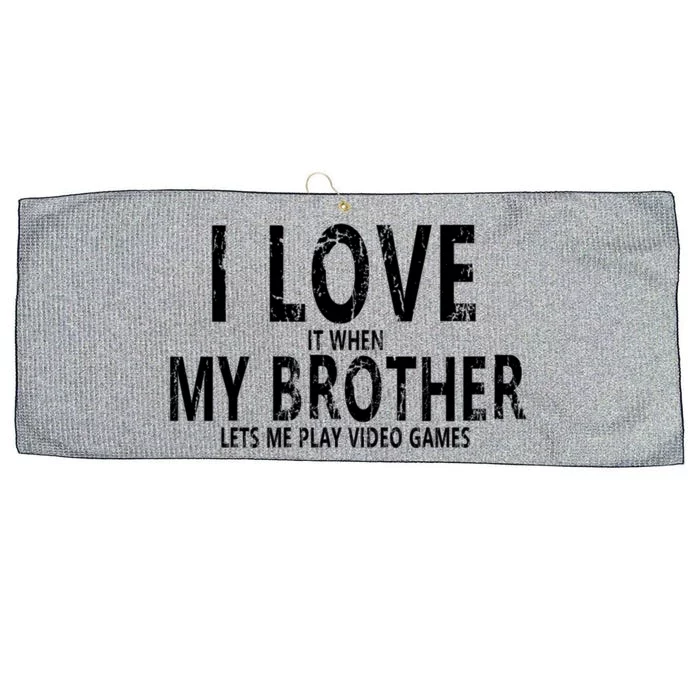 I Love My Brother Vintage Gaming Teens Gamer Brother Meaningful Gift Large Microfiber Waffle Golf Towel