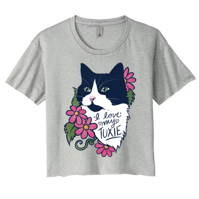 I Love My Tuxie Cat Tuxedo Cat Meaningful Gift Women's Crop Top Tee