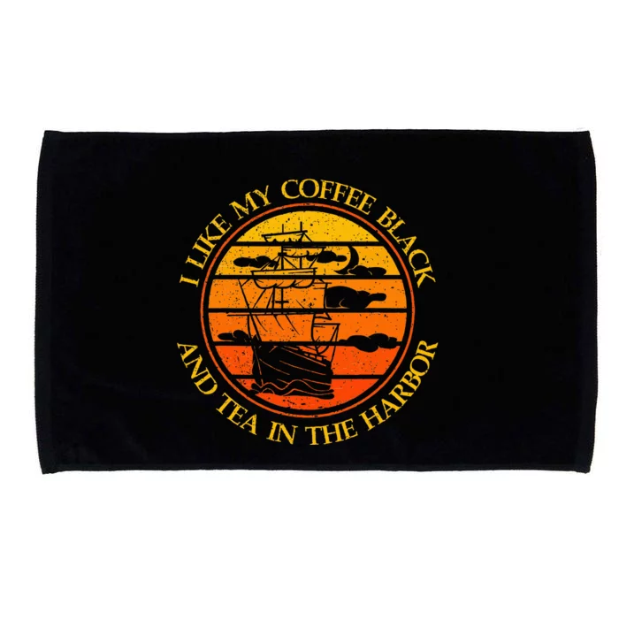 I Like My Coffee Black And Tea In The Harbor Retro Microfiber Hand Towel