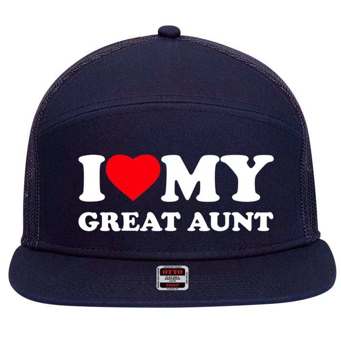 I Love My Great Aunt Heart Cool Gift 7 Panel Mesh Trucker Snapback Hat