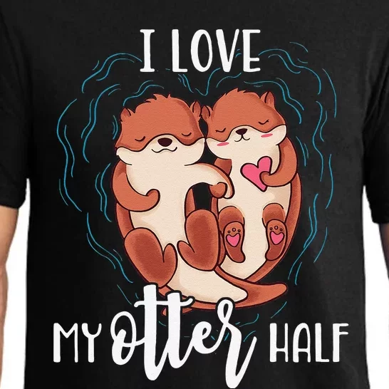 I Love My Otter Half Pun Couple Valentine's Day Pajama Set