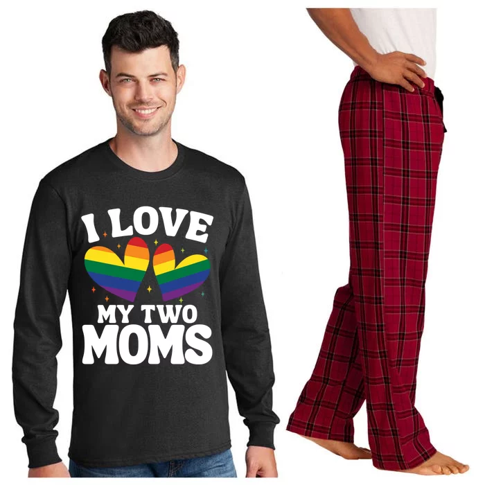 I Love My Two Moms Lesbian Lgbtq Long Sleeve Pajama Set