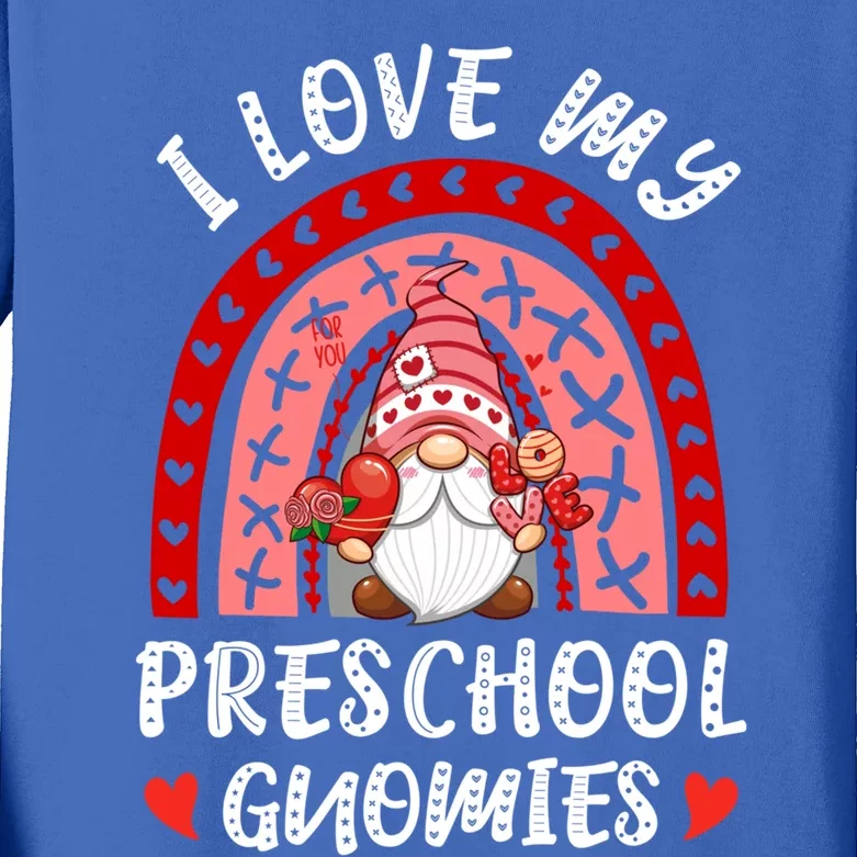 I Love My Preschool Gnomies Gnome Rainbow Valentines Day Gift Kids Long Sleeve Shirt