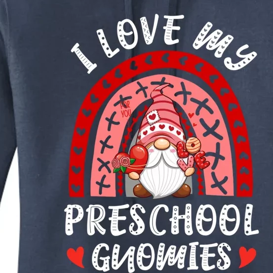 I Love My Preschool Gnomies Gnome Rainbow Valentines Day Gift Women's Pullover Hoodie