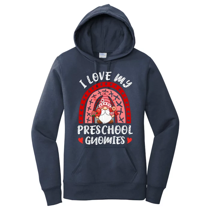 I Love My Preschool Gnomies Gnome Rainbow Valentines Day Gift Women's Pullover Hoodie