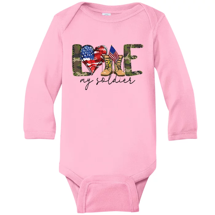 I Love My Soldier Military Military Army Wife Baby Long Sleeve Bodysuit