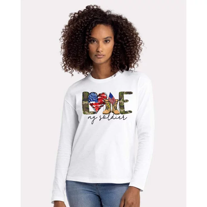 I Love My Soldier Military Military Army Wife Womens Cotton Relaxed Long Sleeve T-Shirt