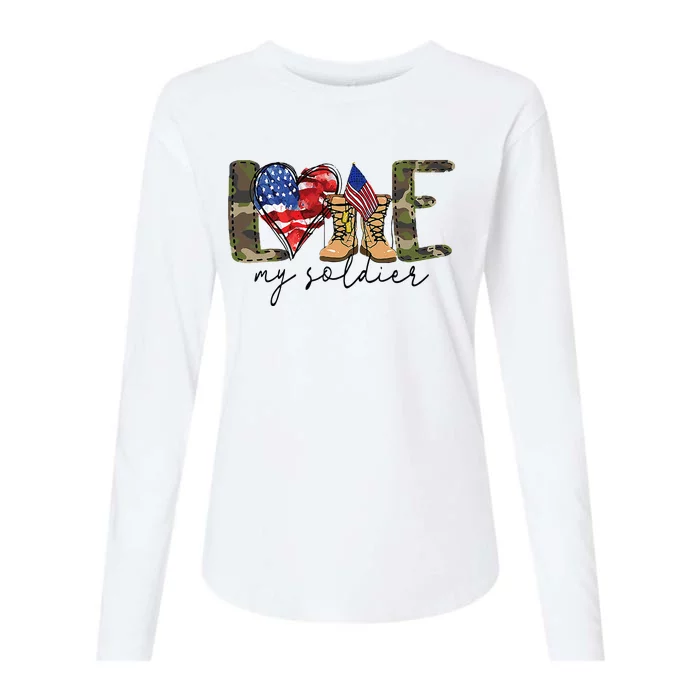 I Love My Soldier Military Military Army Wife Womens Cotton Relaxed Long Sleeve T-Shirt