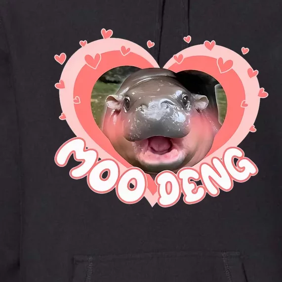 I Love Moo Deng Baby Hippo Moo Deng I Heart Moo Deng Premium Hoodie