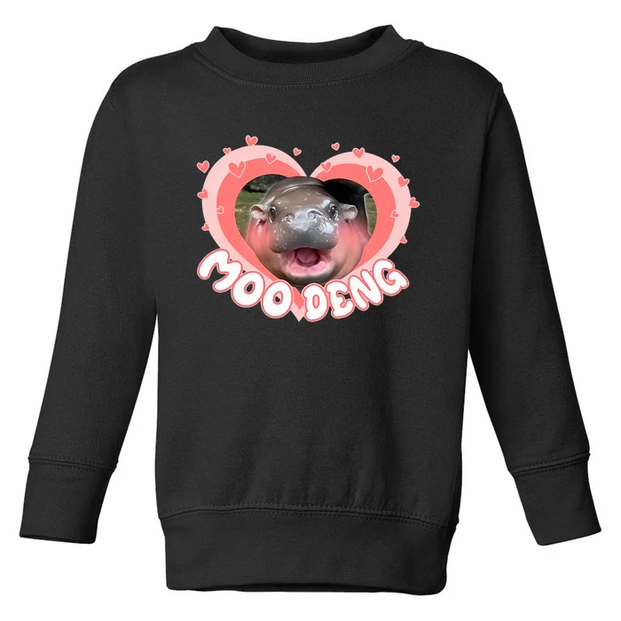 I Love Moo Deng Baby Hippo Moo Deng I Heart Moo Deng Toddler Sweatshirt